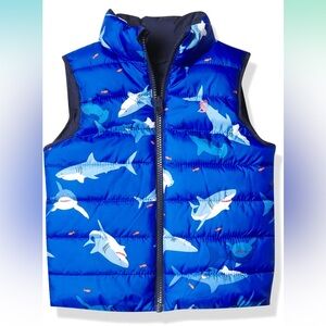 Joules boy padded reversible vest blue shark